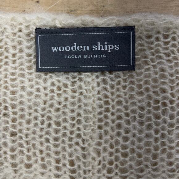 Wooden Ships Womens Size M/L Sweater Mohair Wool V Neck Long Line Open Knit - Picture 12 of 14
